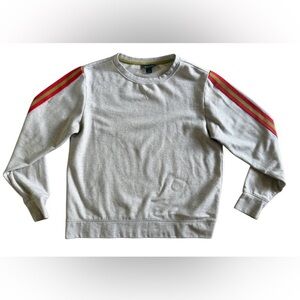Eddie Bauer Gray Crewneck Sweatshirt with Red & Green Stripes – Size Medium